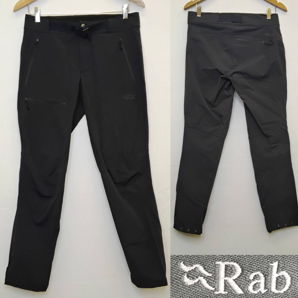 Rab Matrix Pants Men's 30x30 Dark Gray Softshell Hiking Belted Outdoors #J5644